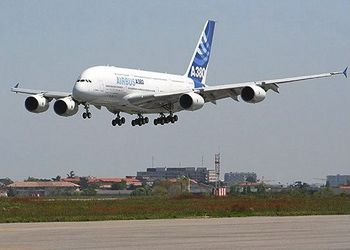 An Airbus A380, currently the world's largest passenger airliner