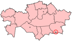 Map showing Almaty's location in Kazakhstan