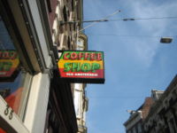 One of many coffeeshops in Amsterdam. The coffeeshops are most famous for selling small amounts of cannabis