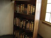 Reconstruction of the bookcase that covered the entrance to the hiding place, in the Anne Frank House in Amsterdam.