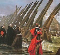 Cardinal Richelieu at the Siege of La Rochelle.