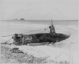 Wreck of a midget submarine.