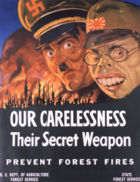 Anti-Japanese sentiment in the U.S. peaked during World War II. The government subsidized the production of propaganda posters using racial stereotypes. Shown here Adolf Hitler and Hideki Tojo of the Axis alliance