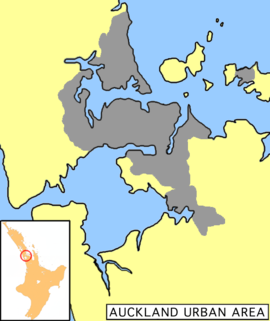 Schematic map of Auckland.