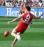 Precise field and goal kicking using the oval shaped ball is the most important skill in Aussie Rules Footy