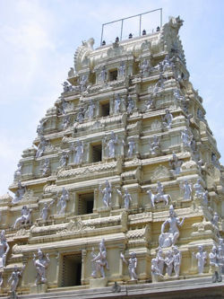 Bull Temple in Bangalore. Temple depicts the Karnataka style architecture of gopura