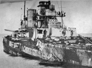 SMS Seydlitz was heavily damaged in the battle, hit by twenty-one heavy shells and one torpedo. 98 men were killed and 55 injured.