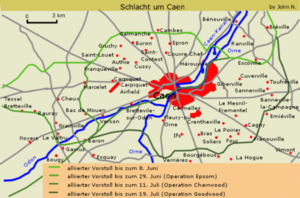 Map showing operations close to Caen.