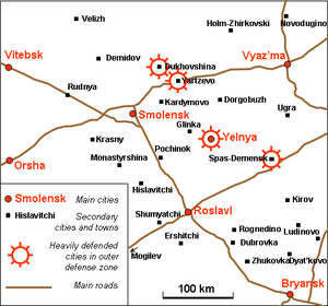 General layout of Smolensk region during the battle
