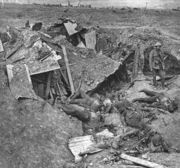 A demolished German trench and dugout near Guillemont.