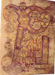 Folio 34r contains the Chi Rho monogram. Chi and Rho are the first two letters of the word "Christ" in Greek.