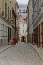 Paved street in the Old Town of Bratislava