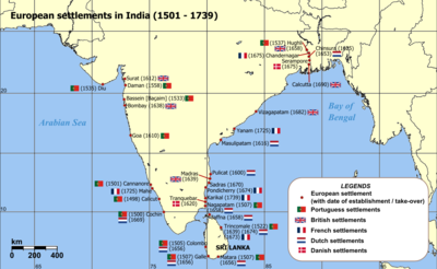 British and other European settlements in India