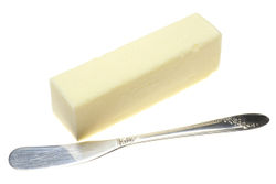 Butter is commonly sold in sticks (pictured) or small blocks, and frequently served with the use of a butter knife.