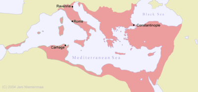 Map of the Byzantine Empire around 550