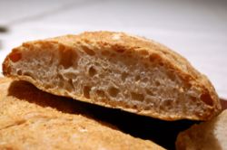 Bread showing pockets left by carbon dioxide.