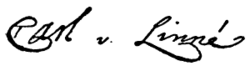 Signature of Carolus Linnaeus (Carl v. Linné).