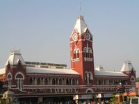 Chennai Central, built 1873 and remodeled in 1900, has been the city's main railway station since 1907, taking over from Royapuram.