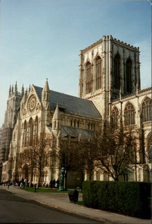 Historically, city status was associated with the presence of a cathedral, such as York Minster.