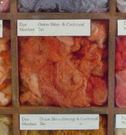 Wool dyed with cochineal