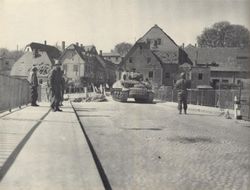 Colditz bridge during in 1945 after the town had been occupied by the US Army