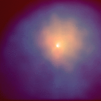 Comet Hyakutake captured by the Hubble Space Telescope on April 4, 1996 with an infrared filter.