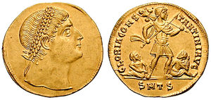 An example of "staring eyes" on later Constantine coinage.