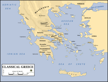 Ancient Greece and Asia Minor, separated by the Aegean Sea. Map courtesy of the United States Military Academy Department of History