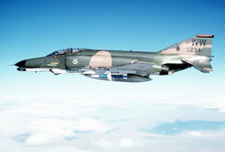 "Wild Weasel" F-4G with an AGM-88 HARM missile under the wing