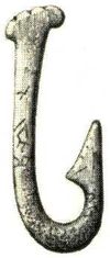 Stone Age fishing hook made from bone.