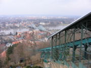 View over the Blue Wunder Elbe bridge from the upper station of the Schwebebahn Dresden