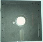 Front and back of a floppy with a write-protect tab