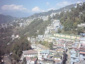 Aerial view of Gangtok from a cable car