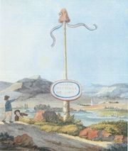 Liberty pole at the border to the Republic of Mainz. Watercolor by Johann Wolfgang von Goethe.