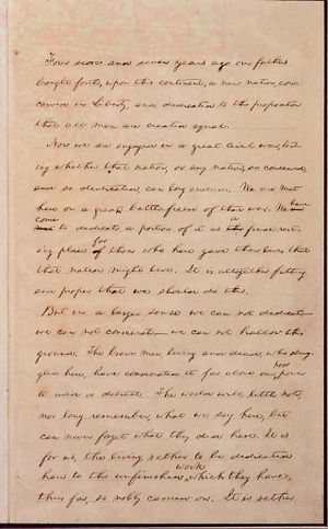 The Hay Copy, with Lincoln's handwritten corrections.