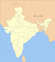 Map of India with the location of Goa highlighted.