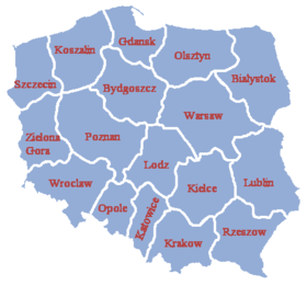Voivodeships of Poland between 1956 and 1975.