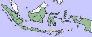 ██ Flores is the westernmost large island in the group of islands shown in yellow.