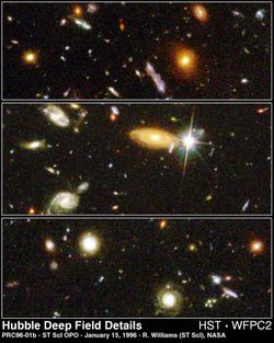 Details from the HDF illustrate the wide variety of galaxy shapes, sizes and colours found in the distant universe