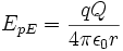 E_{pE} = {q Q \over 4\pi\epsilon_0 r}