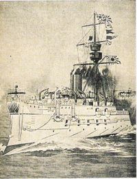 The French-built Matsushima, flagship of the Imperial Japanese Navy at the Battle of Yalu River (1894).