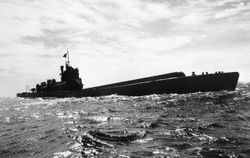 An Imperial Japanese Navy's I-400 class submarine, the largest submarine type of World War II.