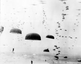 Thousands of paratroopers descend during Operation Market Garden.