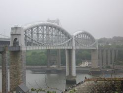 The Royal Albert Bridge, seen from Saltash railway station.