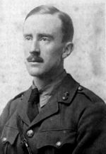 Tolkien in 1916, wearing his British Army uniform in a photograph from the middle years of WW1 (from Carpenter's Biography)