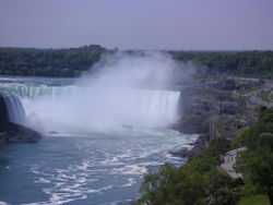 The Horseshoe Falls in Ontario is the largest component of Niagara Falls, one of the world's greatest waterfalls, a major source of hydroelectric power, and a tourist destination.