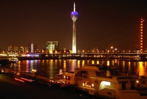 Düsseldorf at night.