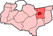 Canterbury City Council area (darkest shade) includes the City of Canterbury itself, in Kent