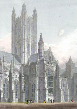 The central tower and south transept circa 1821.