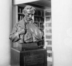 This bust of Edgar Allan Poe is found at the University of Virginia where, having lost his tuition due to a gambling problem, he dropped out in 1827.
